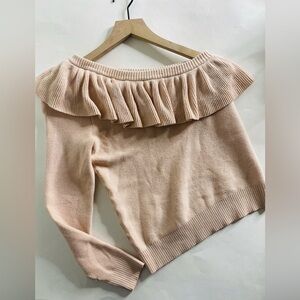 Rebecca Milford Stacey Ruffle Popover Sweater in Ballet Pink